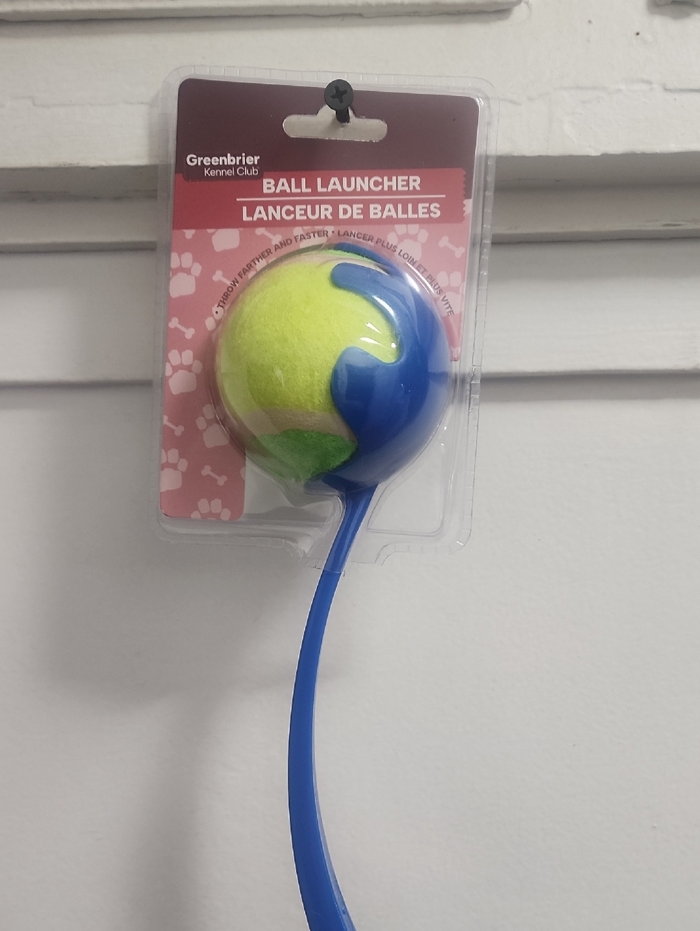 Greenbrier Blue Ball Launcher with Yellow Tennis Ball for Dogs